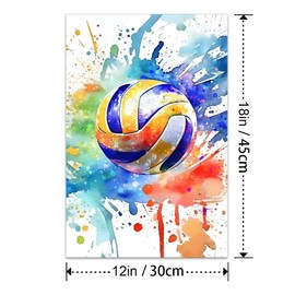 Bvkilrvc Unframed Canvas Wall Art, Colorful Volleyball Sport Wall Decor Print Painting Gift Wall Living Room Bedroom Home Office Decoration Painting Unframed 12x18inch