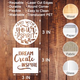 62 PCS Inspirational Word Stencils, 3 inch Motivational Stencils Reusable Christian Inspirational Quotes Stencils for Painting on Wood DIY Crafts Wall Home Decor