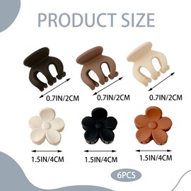 TYVOM 6PCS Small Claw Clips, Square Matte Hair Clips Anti-Slip Claw Clips for Thick Hair, Small Fine Hair Claw Clips, Cute Size Hair Claw Clips for Women Girls