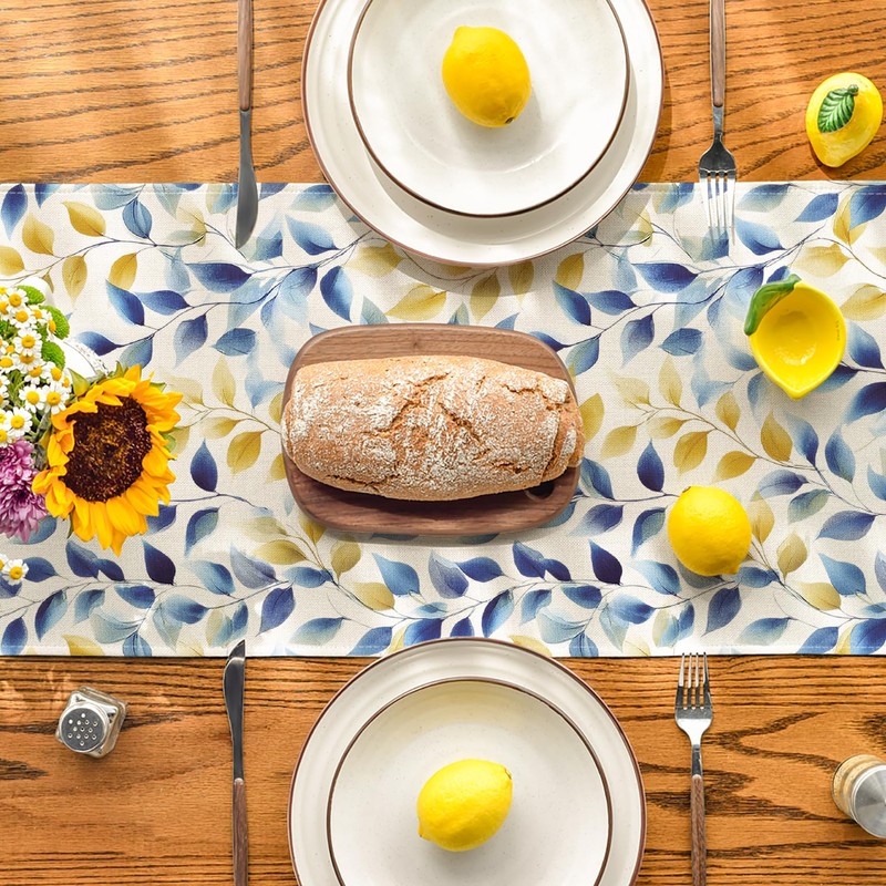Leaves 210 GSM Summer Table Runner, Seasonal Spring Kitchen Dining