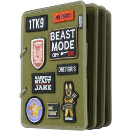 OneTigris Patch Display Board, Flip-Page Patch Book with Metal Removable Ring Binders, Tactical Patches Booklet Organizer for Patch, Military Patch Collections(No Patches Included), Ranger Green