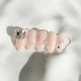 Bling Nudy Pink Nail Tips - Oval / 블링 누디 핑크 네일팁 - 오발