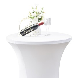 Nacuci 32x43 Inch Cocktail Table Cover White Spandex Cocktail Tablecloth Highboy Tablecloth High Top Table Cloths Round for Party Pub Bar Bistro
