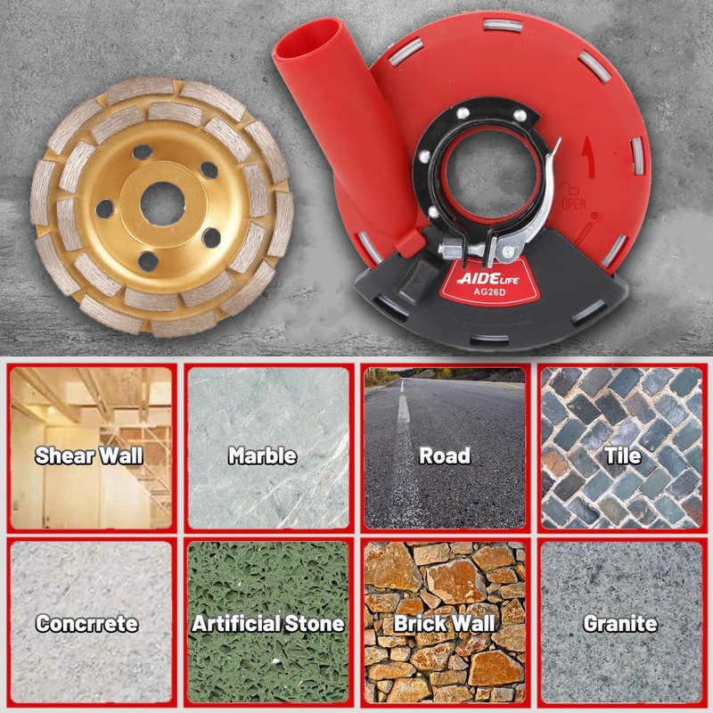 Aidelife Surface Grinding Dust Shroud for Angle Grinders 115mm/125mm+Diamond Grinding