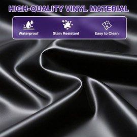 Vinyl Queen Fitted Massage Table Cover with Elastic Band, Fits Beds 80x60 inch Wide for SPA Beauty Tattoo Grafting Eyelash, Waterproof & Oilproof & Reusable, PVC Waxing Mat for Esthetician Bed (Black)