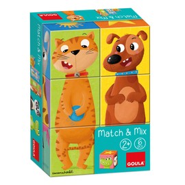 Goula 53468 Animals, Cat, Crocodile Stackable Cube Puzzle from 2 Years, Colourful
