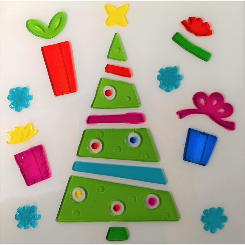 Christmas Window Stickers, 4 Sheets, Christmas Gel Clings (Design 2)