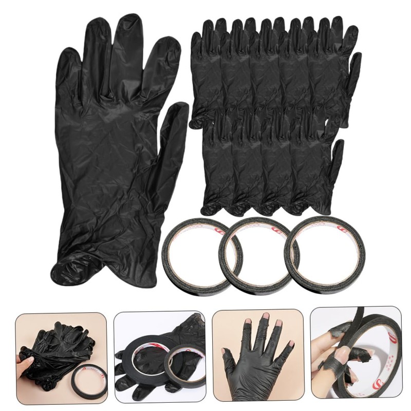 Outanaya 1 Set UV Gel Nail Gloves with Nail Striping