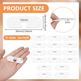 BENECREAT 16PCS Acrylic Ribbon Rulers, Quilting Rulers Ribbon Tail Measuring Tool for DIY Tailor Craft Tool Drawing Measuring Supplies, 10~50mm