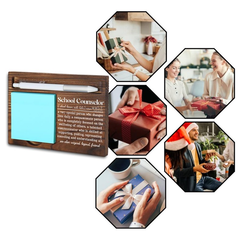 Wooden Sticky Note Holder for School Counselors, Motivational Office Desk