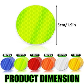 Reflective Stickers, 60 Pcs Night Warning Stickers, Outdoor Reflective Stickers for Vehicles, Cars, Motorcycles, Bicycles (6 Colors, Round)