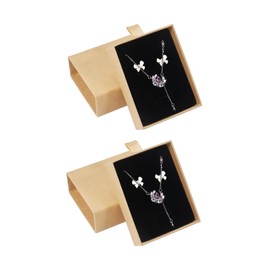2 Pack 9× 7× 3cm Small Gift Box Jewellery Gift Box Bracelet Necklace Gift Box Small Paper Gift Box for Anniversary Birthday Wedding(Kraft)