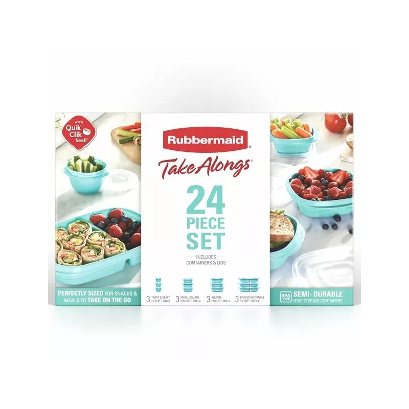 Rubbermaid Take Alongs Teal 24 Piece Set Lids And Containers