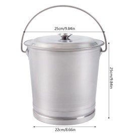 KONKENIE 8L Stainless Steel Bucket with Lid & Handle Coffee Tea Water Milk Pail Can Rice Grain Canister Food Storage Bucket Compost Bin Bucket Waste Trash Can for Kitchen Office Hotel Silver (8L)