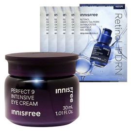 Innisfree Perfect 9 Intensive Eye Cream 30ml+Retinol PDRN Skin Booster Ampoule Gel Mask 5 sheets / 이니스프리 퍼펙트 9 인텐시브 아이크림 30ml+레티놀 PDRN 스킨부스터 앰플 겔 마스크 5매