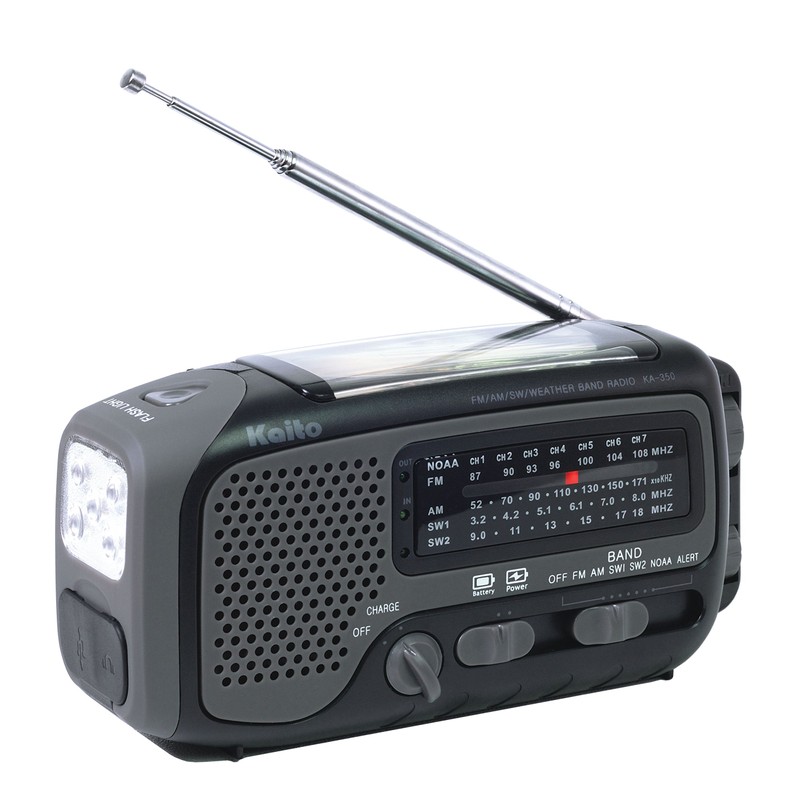 Kaito KA350GY Voyager Trek Solar/Crank AM/FM/SW NOAA Weather Radio with
