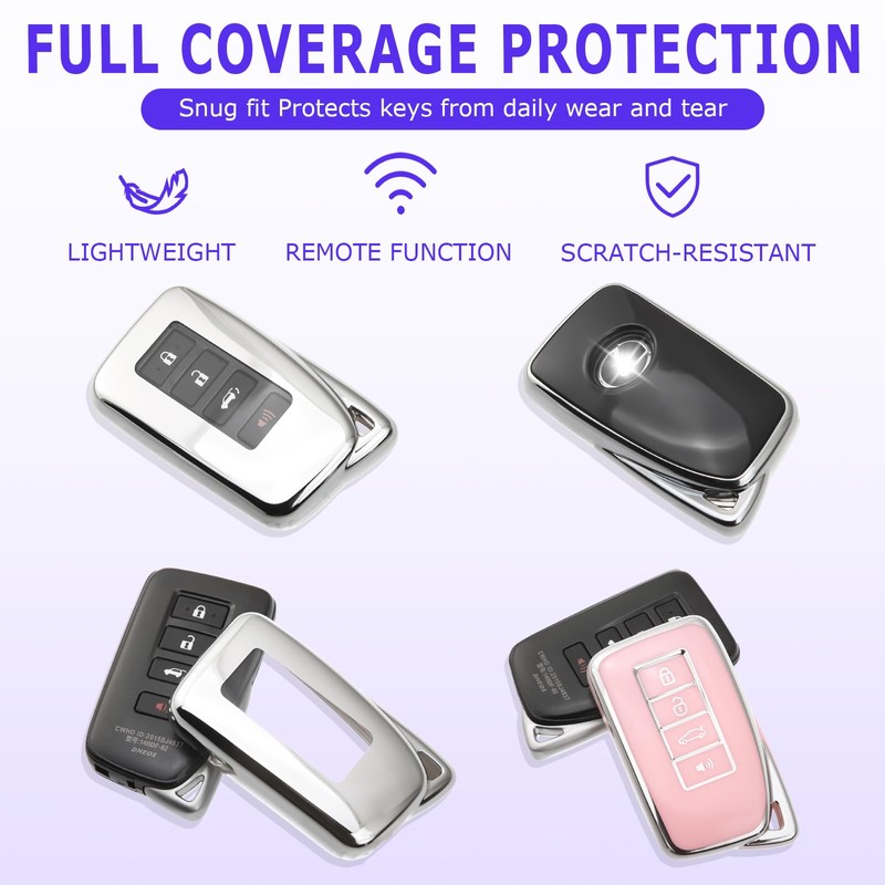 8T69T 2-Pack for Lexus Key Fob Cover with Keychain Accessories