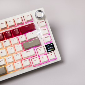 MechLands Ajazz AK820 Pro 75% Wireless Gaming Keyboard with TFT Display Screen & Knob, Gasket Mechanical Creamy Keyboard, BT5.0/2.4GHz/USB-C, RGB, NKRO for Win/Mac (Beige, Gift Switch)