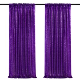 Purple Sequin Backdrop 2 Pieces 2ftx8ft Glitter Curtain Backdrop Wedding Arch Fabric Drapes for Birthday Baby Shower Party Decoration
