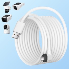 20FT Power Cable Compatible with eufy SoloCam S220/S340/C210/E30,for eufy Indoor Cam S350/C210/C220,eufyCam 3/S330/S3 Pro/3C/S300,Waterproof USB Type-C Extension Cable Charging Cord for Camera