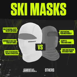We Ball Sports Adult Ski Mask, Hood Balaclava | Full Face, Tight Fitting, Lightweight, Windproof & Moisture Wicking Sheisty Mask (White)
