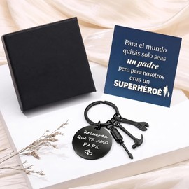 Regalo para Papa Dia del Padre, Llavero para Papa Regalos Papa con Una Tarjeta de Felicitación del Dia del Padre, Llaveros de Acero Inoxidable Ideas Regalos para el Día del Padre para Papá