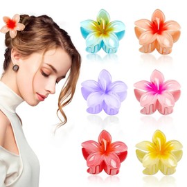 Pack of 6 Flower Hair Clips - Hair Clip Flower for Thick Hair, Cute Acrylic Hair Clips for Women, Claw Clip Can Be Used as a Gift for Girls