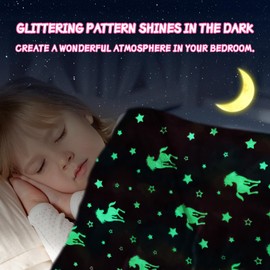 HZVRTN Unicorn Blanket, Cuddly Blanket, Children's Cuddly Blanket Glow in the Dark, Unicorn Gift for Girls, Pink, Soft and Warm Blanket, Bed Couch Sofa Fluffy Blanket (130 x 150 cm, Unicorn B)