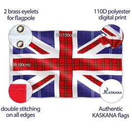 Union Jack Flag Tartan – British Flag - UK Flag - 110Den Thick polyester - Double-sided Digital Print - Double Seam - 2 brass eyelets, large 5ft x 3ft