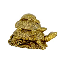 KARTIK Vastu Feng Shui Triple Tortoise Turtle Family for Protection, Good Luck, Wealth and Longevity, polyresin, Multicolour, 8 x 8.5