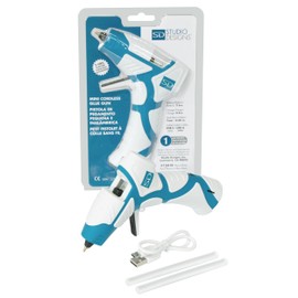 Mini Cordless Hot Glue Gun Precision Nozzle Anti-Drip with LED Guiding Light USB-C Rechargeable Blue/White