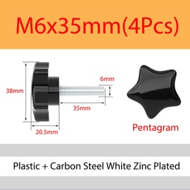 ORANXIN Star Screws Knurled Screws Head Diameter 38 mm Knob Handle Tensioning Plastic Handle Thread Machine Clamping Handle M6 M8 M10