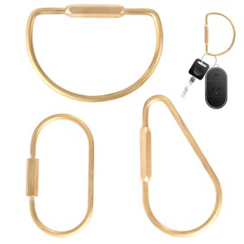 3pcs Brass Screw Lock Keychain, Heavy Duty Car Key Organizer Gold Carabiner Keychain Clip Simple Style Brass Key Rings Holder for Men Women Keys Handbags Purse Bag Charms