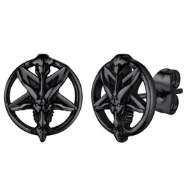 Black Satanic Earrings Gothic Punk Stud Earrings Stainless Steel Satanic Jewelry Accessories