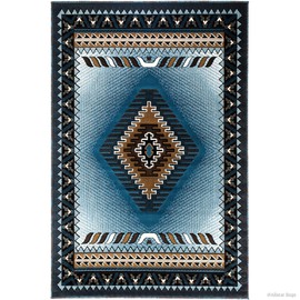 Allstar 5x7 Turquoise and Mocha Classic Navajo Rectangular Accent Rug with Ivory and Espresso Southwestern Geometric Medallion Bordered (5' 2" x 7' 1")