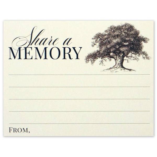 Share a Memory Card for Memorial Funeral or Celebration of Life - Flat Cards Size 4.25x5.5 Inches - Pack of 40