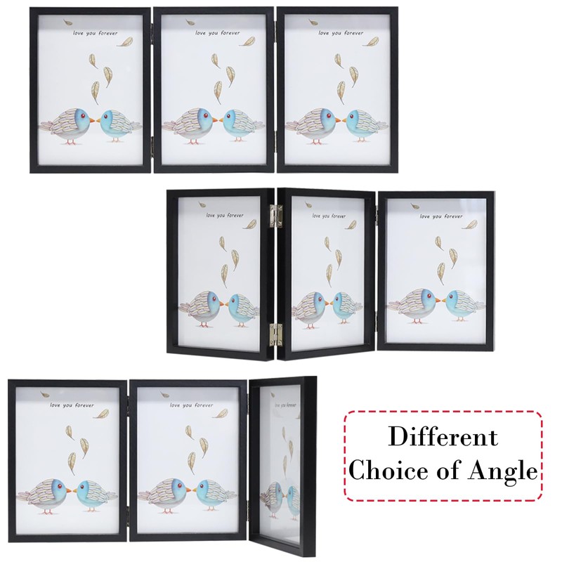TOFOREVO 5x7 3 Picture Frame Triple Wooden Three Hinged Photo