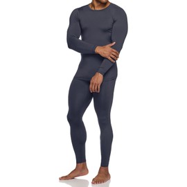 TSLA Men's Thermal Underwear Set, Microfiber Soft Fleece Lined Long Johns, Winter Warm Base Layer Top & Bottom, Soft Micro Fleece Dark Grey, Medium