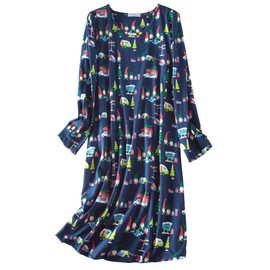 Zando Christmas Nightgowns for Women Cotton Night Gown for Ladies Long Sleevess Nightgown Women's Sleepshirts Plus Size Sleepwear Night Dress Sleep Shirts Dress Shirts Long Sleeve Christmas Large