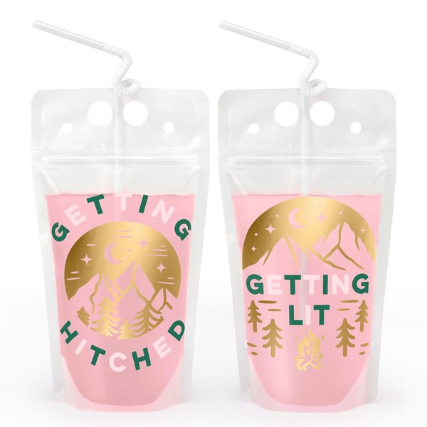 xo, Fetti Bachelorette Party Decorations Ring Finger Foil Drink Pouches - | Bach Party Drinkware, Cute Bridal Shower Cups, Bridesmaid Favor, Engagement Party Supplies