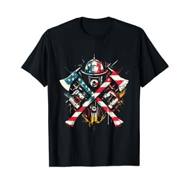 Firefighter American Flag - Patriotic Fire Department USA T-Shirt