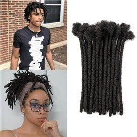 Alishow 6 Inch 0.6cm Thickness Dreadlock Extensions Human Hair 10 Strands Locs Extensions Real Human Hair, Natural Black for Women Men Kids Full Handmade Permanent Locs Can Be Dyed and Bleached