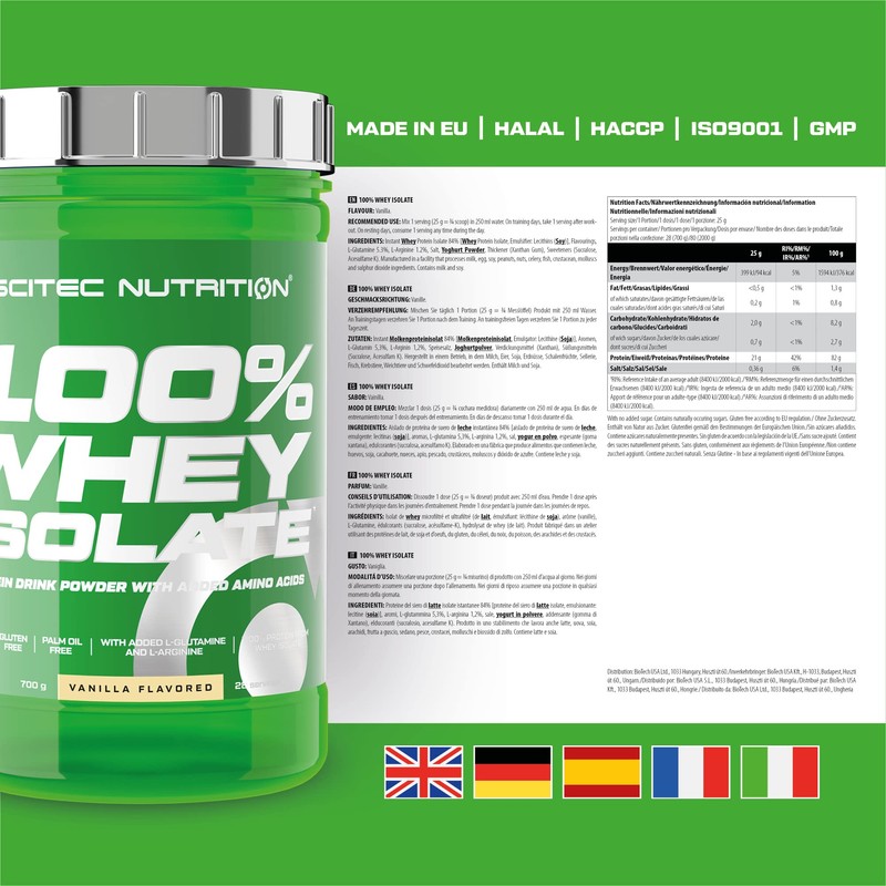 Scitec Nutrition 100% Whey Isolate Powder - 700g, Vanilla