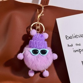 Geschenk Einschulung Schul Monster Plüsch, Einschulung Schlüsselanhänger, Glücksbringer Schule, Mutmacher Anhänger Mäppchen oder Ranzen (Lila)