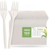 Compostable Forks 150 Count White Heavy-Duty Forks Disposable Cutlery Set