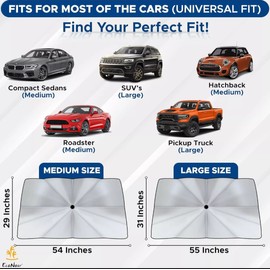 EcoNour Foldable Car Windshield Sun Shade/Umbrella Sun Shade Large 55" x 31" NEW