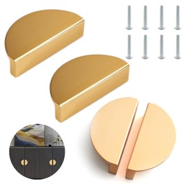 FISH DRAGATE Set of 4 furniture handles, gold, cabinet handles, furniture handles with screws, door kitchen fittings, cabinet handles, semi-circular chest of drawers, for home, kitchen, office,