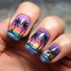 Coconut Tree Press on Nails Short Square Fake Nails with