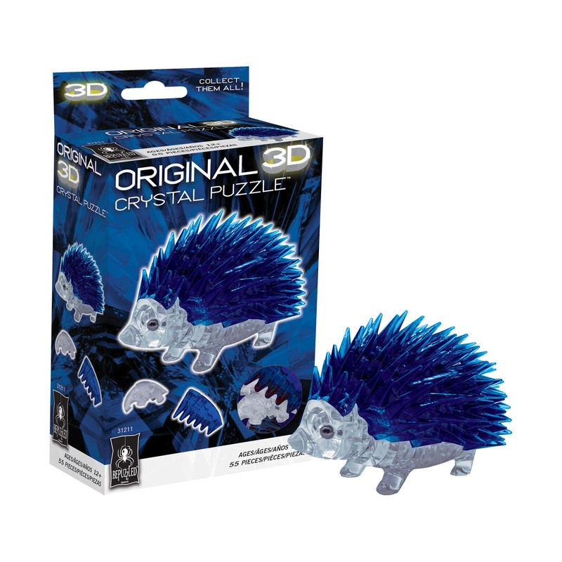 BePuzzled New - BePuzzled 3D Crystal Puzzle - Hedgehog (Blue):