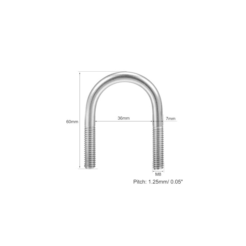 sourcing map Pack of 5 U-bolt M8 304 stainless steel